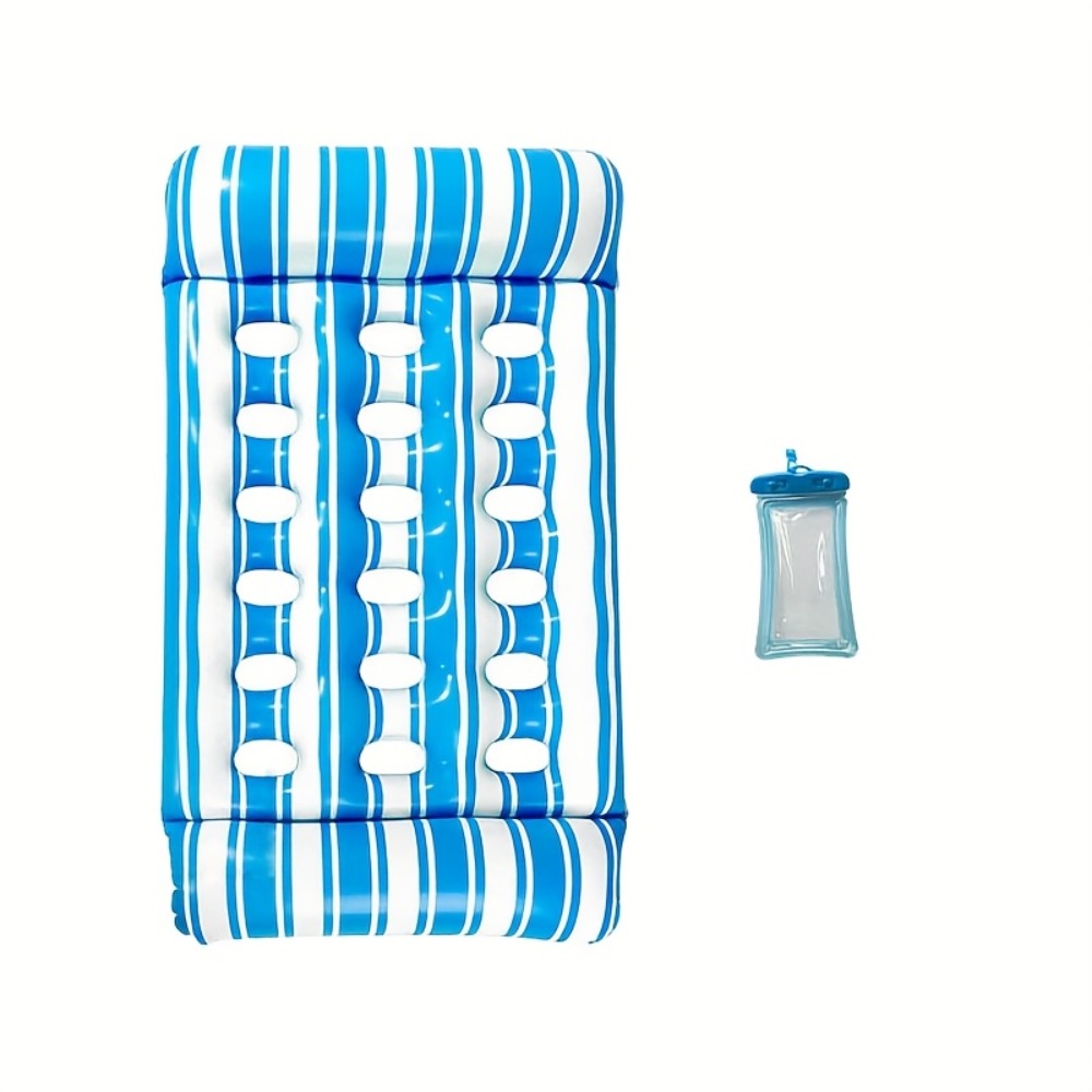 Pool Float Striped Tanning Mat with Built-In Headrest, 51.18 x 27.56 Inches and Three Color Selections