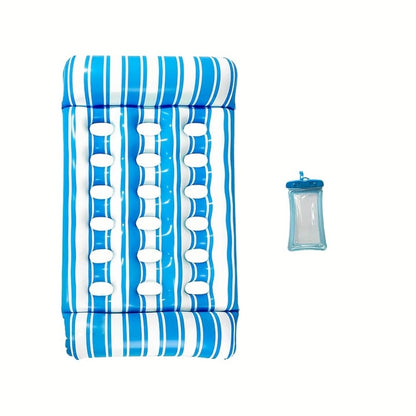 Pool Float Striped Tanning Mat with Built-In Headrest, 51.18 x 27.56 Inches and Three Color Selections