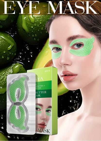 Three-Box Avocado-Print Under-Eye Patch Set with Green Individual Packs and Shea Butter Package Wording