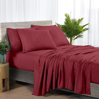 Sheet Set, 2000-Thread-Count 50% Microfiber and 50% Bamboo Blend with 16-Inch Fitted Pocket and Size-Based Pieces