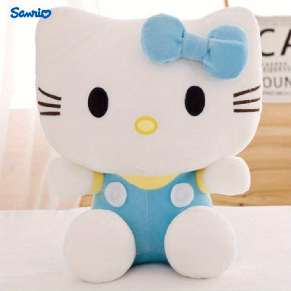 Plush Toy Kawaii Cat Doll with Pink or Blue Color Options, Bow Detail and Soft Fabric for Room Decor