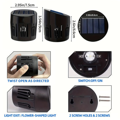 Solar Wall Lights Outdoor 2 Pack - Dusk to Dawn Auto On/Off, Decorative Projection Fence Porch Garden Lights, Weatherproof Solar Powered Yard Pathway Stair Decor, Halloween Christmas Holiday Lighting
