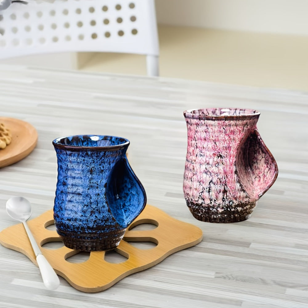 Ceramic Coffee Mug 18 Oz – Vintage Kiln-Fired Hand Warmer Cup with Speckled Glaze – Insulated Large Coffee Cup for Home & Office – Unique Gift for Christmas, Valentine's Day & Holidays