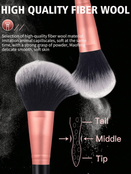 Makeup Brush Set, 23-, 44- or 47-Piece Nylon Bristle Kit with Blending Sponges and Leopard, Beige or Black Bag