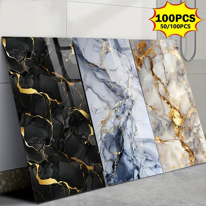11.8 x 23.6-Inch Marble-Pattern Foam Wall Panels in 50- or 100-Piece Color and Count Options