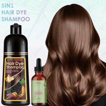Hair Dye Coloring Shampoo 5-in-1 Upgraded with Hibiscus Oil, Squalane & Glycerin - Quick Color & Nourishing, Gentle Skin-Safe Formula, 12 Shades for Women & Men, Extra Large 500ml / 16.91oz