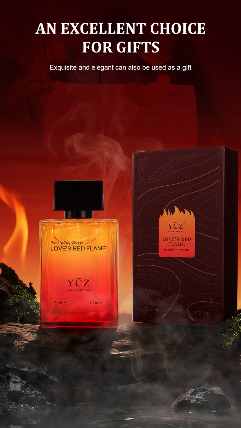Cologne for Men — YCZ Love's Red Eau de Parfum 1.7 Fl Oz, Long-Lasting Scarlet Aromatic Scent, Masculine Fragrance Spray, Perfect for Date Night & Everyday Wear