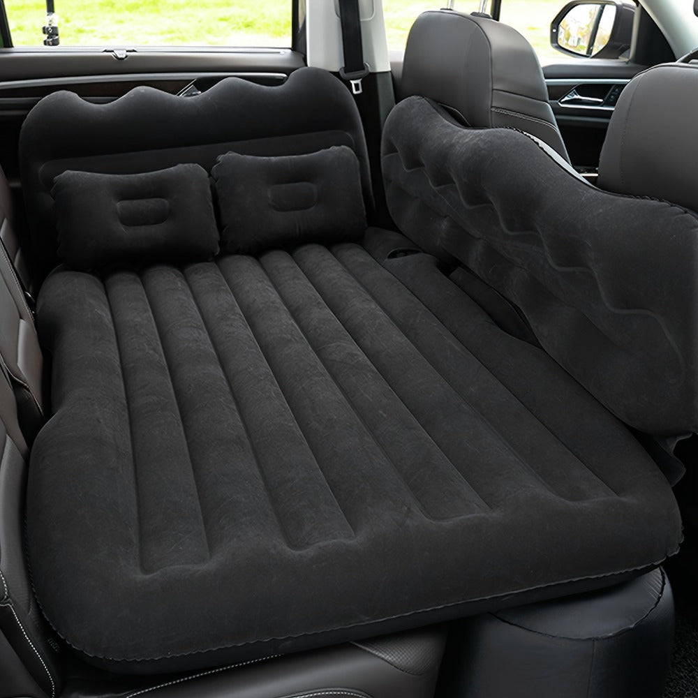 Car Inflatable Mattress for SUV & Sedan – Thickened Back Seat Sleeping Pad with Air Pump & 2 Pillows, Rear Trunk Camping Bed for Road Trips & Overlanding
