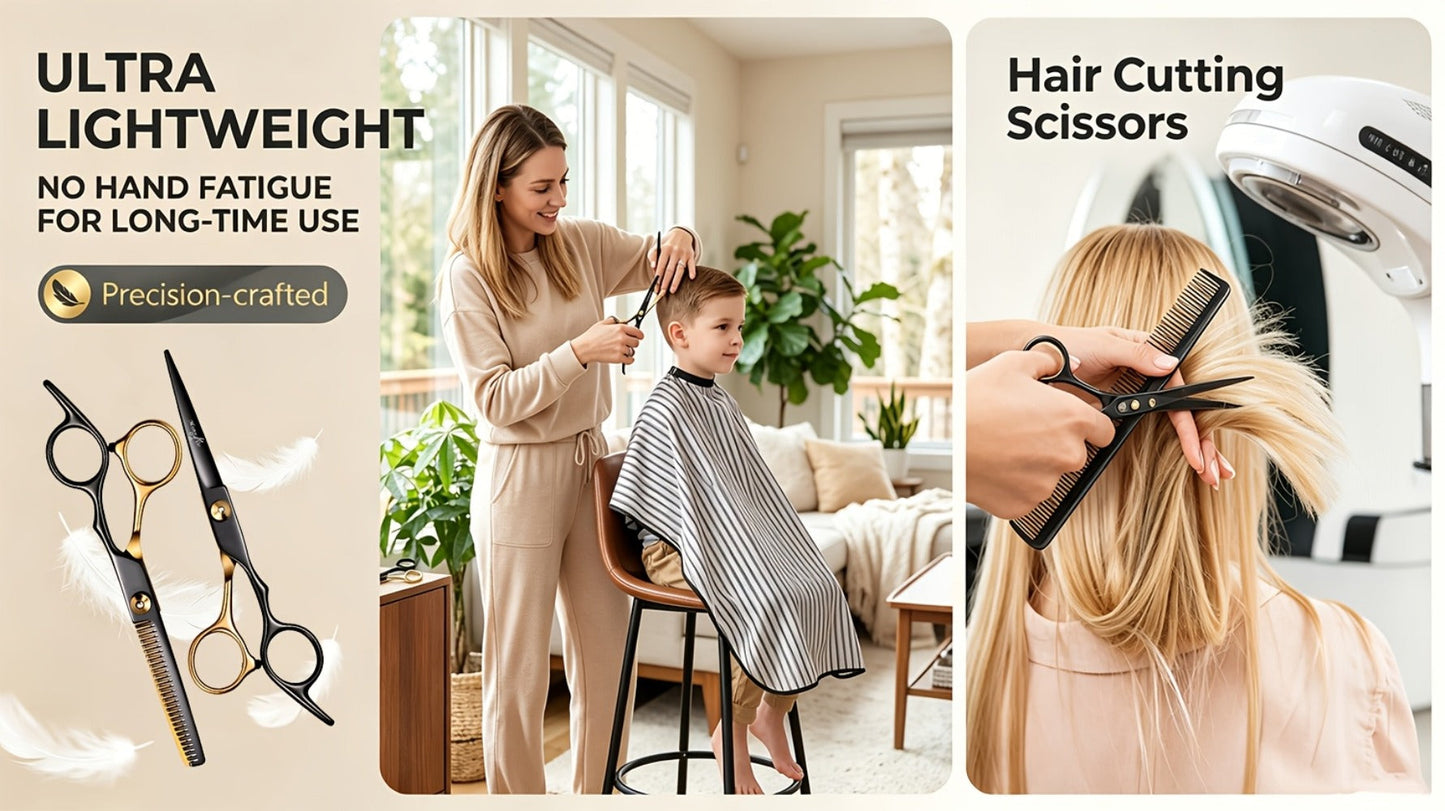 13-Piece Hair Cutting Scissors Kit with Straight and Thinning Shears, Combs, Cape and Storage Case