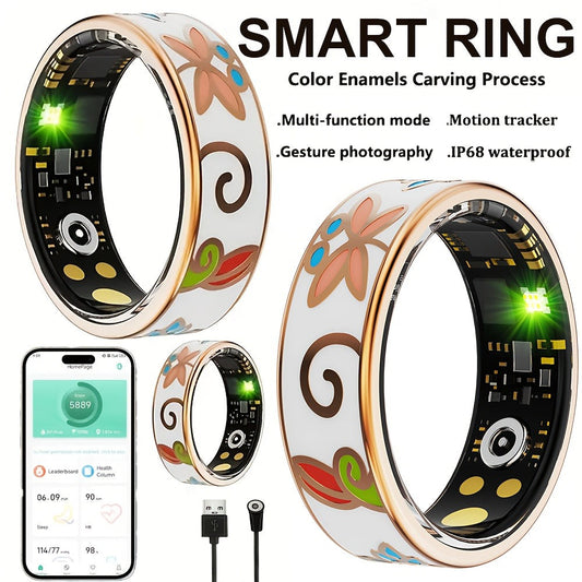 Women's Smart Ring Fitness & Sleep Tracker – Step, Distance & Calorie Monitor, IP68 Waterproof, Bluetooth 5.3, iOS & Android, Elegant Daily Accessory, Gift for Mom & Girlfriend