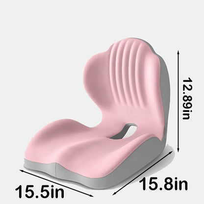 Contoured Seat Cushion with Hip and Lumbar Support Shape in Six Gray, Pink, Black, White or Green Styles