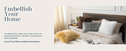 Faux-Fur-Look Throw Pillow Covers, Pack of Two with Zipper Closures and 40 Exact Color-Size Options