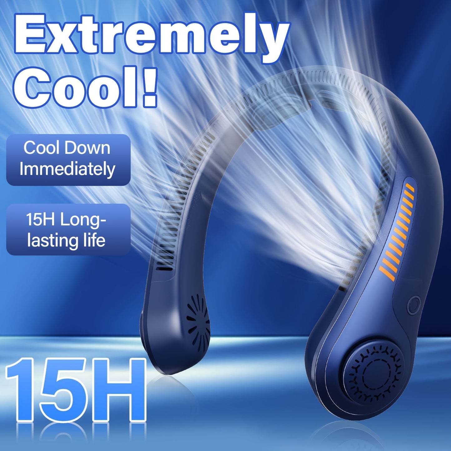 Loop-Style Neck Fan in Ten Single or Paired Color Checkouts with Five-Speed Control and USB Charging