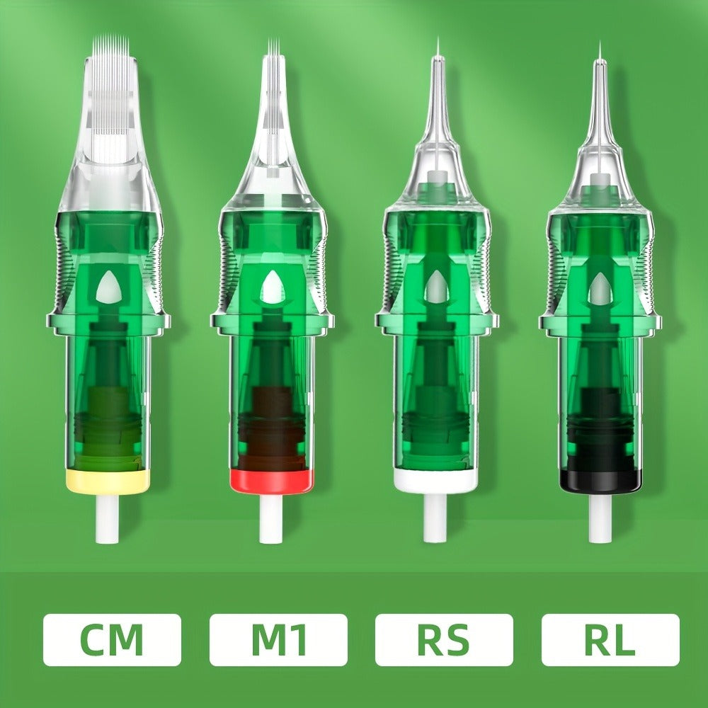 Disposable Tattoo Needles 20pcs Mixed Set RL RS M1 C-M — Multi-Gauge High Transparency Cartridge, Lasting Sharpness, Ample Ink Capacity, for Professional Artists & Beginners