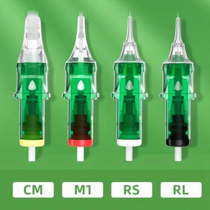 Disposable Tattoo Needles 20pcs Mixed Set RL RS M1 C-M — Multi-Gauge High Transparency Cartridge, Lasting Sharpness, Ample Ink Capacity, for Professional Artists & Beginners