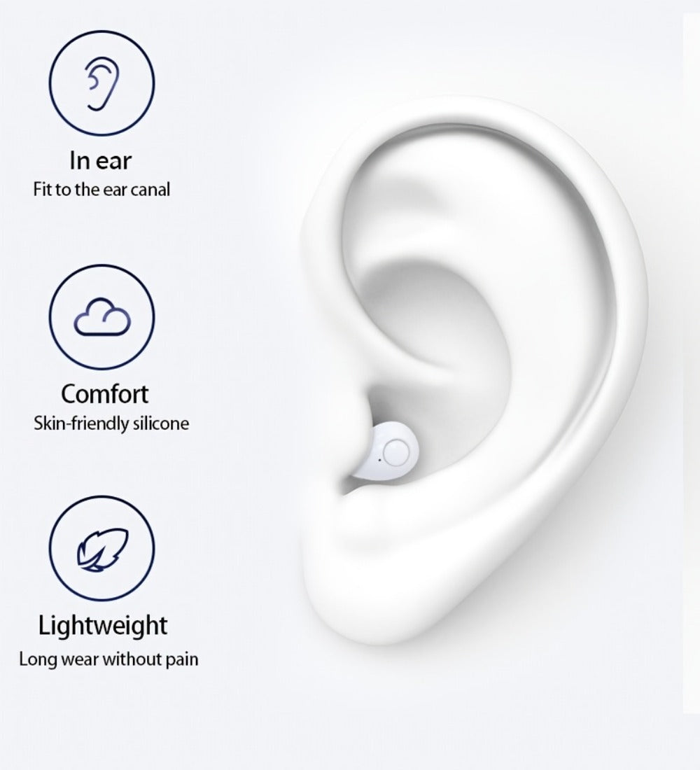Invisible Sleep Earbuds Bluetooth 5.4 Mini Ultra Compact True Wireless – Noise Cancelling Hi-Fi All Day Wear Touch Control USB-C for Running Sleeping Compatible with All Phones
