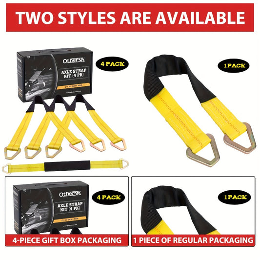 Axle Tie Down Straps 2" x 36" – Heavy Duty Car Tow Straps with D-Rings & Protective Covers for Car, Truck, Trailer & UTV | Wrecker & Flatbed Towing