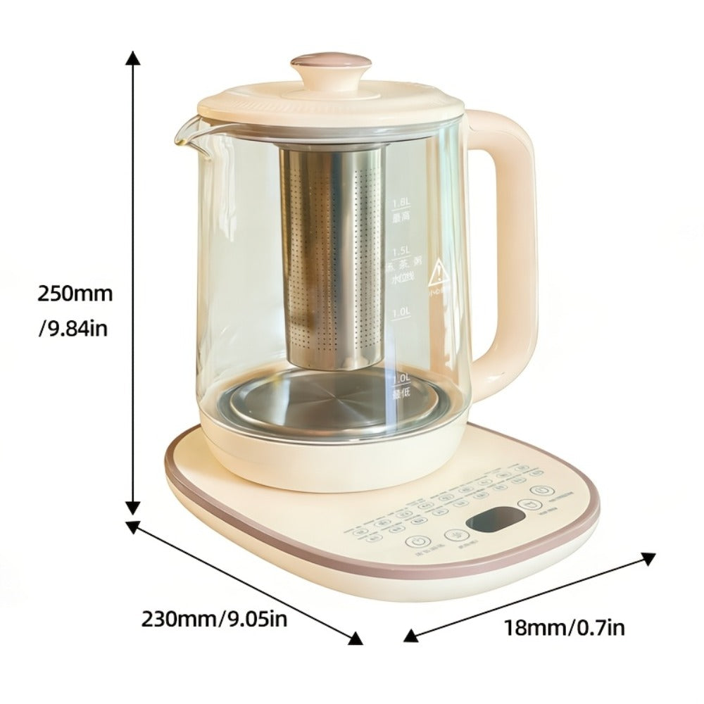Electric Kettle 1.8L Glass Multi-Function Pot with 18 Presets, Removable Filter and 110V US Plug