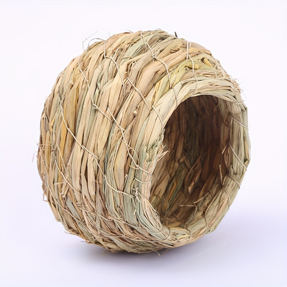 Handwoven Straw Nesting Basket with Soft Inner Lining, Round Opening and 12 cm Pictured Diameter