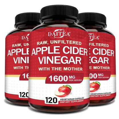 Apple Cider Vinegar Capsules 1600mg with Vitamin & Mineral Blend – Digestion, Weight Management & Energy Supplement 120 Capsules 60-Day Supply for Women & Men | 1, 2 or 3 Bottle Options