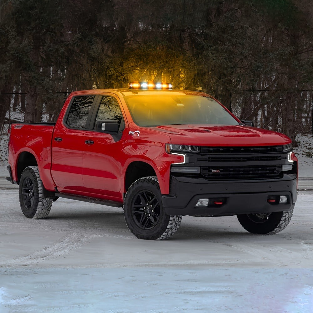 126 LED Roof Strobe Beacon Light Bar IP67 Waterproof Emergency Hazard Flashing Warning Light 12-24V for Construction Vehicles Tow Trucks Snowplow Postal Cars, Amber & Amber/White