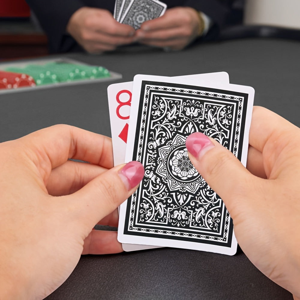 Twelve-Deck Jumbo Index Playing Card Set with Six Black and Six Red Poker-Size Decks for Table Games