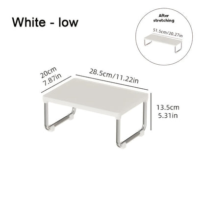 Desktop Storage Organizer Multi-Tier Expandable with Transparent Lid PP Stainless Steel Space-Saving Countertop Box for Kitchen Bathroom Cosmetics