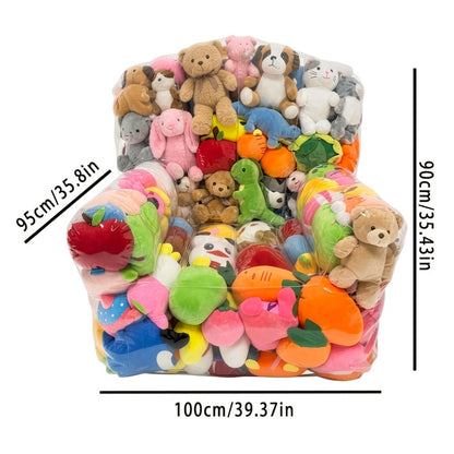 Transparent Plush Toy Storage Bag with Zipper Closure, Openable 100 x 90 cm Clear Organizer Cover