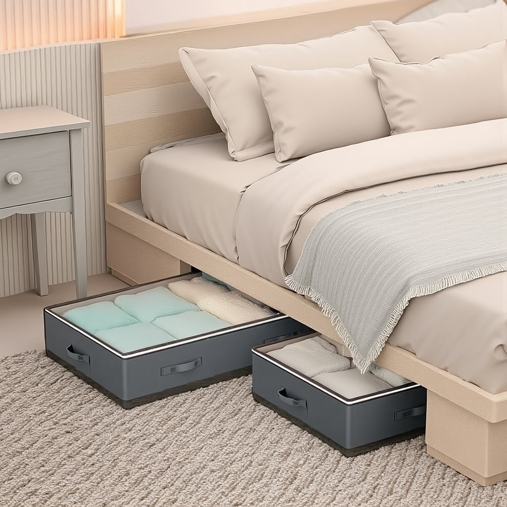 Storage Bag Set, 90L Under-Bed Organizers in 4- or 8-Pack Options with Clear Windows, Two-Way Zippers and Handles
