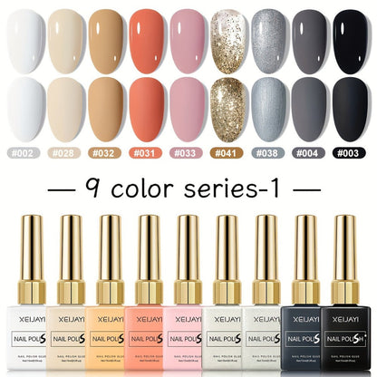 Gel Nail Polish XEIJAYI 9-Piece Fall-Winter Sets in 7 Numbered Palettes with LED Cure for Nail Art