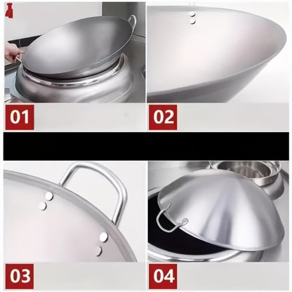 Stainless Steel Wok & Frying Pan – Non-Stick Cooking Surface, Ergonomic Handle, Compatible with Gas, Induction & Electric Stovetops, Extra Thick & Deep, Easy to Clean