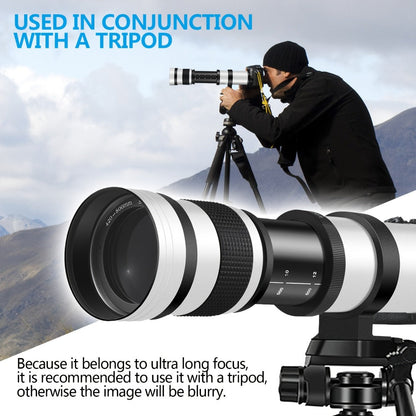 420-800mm High-Power Telephoto Zoom Lens F8.3-16 for Canon EF Mount DSLR Cameras Manual Focus T-Mount Adapter Included Compatible with Multiple Camera Models for Wildlife Bird Moon Photography