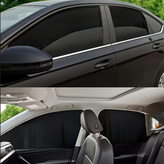 Car Sunshade Magnetic 4-Piece Set with 8 Magnets | Black Mesh UV Protection Window Blocker, Privacy Screen, Easy Install, Summer Sun Shield for Side & Rear Windows