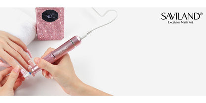 40,000 RPM Rechargeable Nail Drill in Bright Pink with 4000 mAh Battery, LCD Display and Tool Set