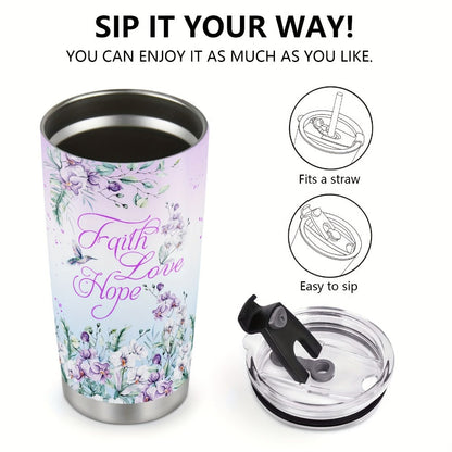 Twenty-Ounce Hummingbird and Flower Travel Tumblers in Ten Exact Printed Design Configurations