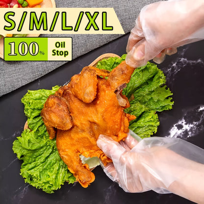 Clear CPE Poly Disposable Gloves with 200- or 1000-Piece Packages and Restricted S, M or XL Size Mapping
