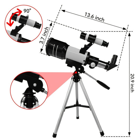 Astronomical Telescope 150x Magnification 70mm Aperture with Tripod Phone Adapter for Moon Star Night Sky Viewing Outdoor Nature Observation Portable Educational STEM Gift for Kids Adults Space Science