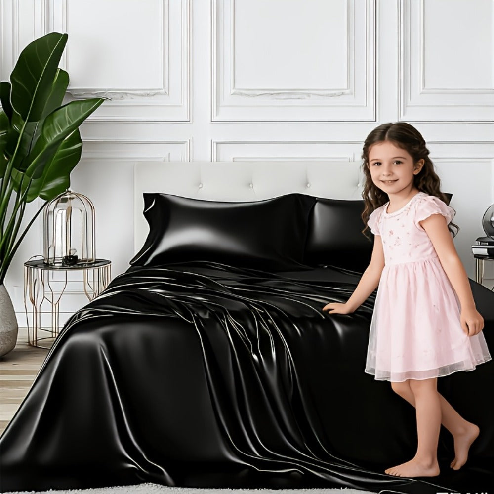 Satin Bed Sheets Set 2100TC Ultra Soft 3/4pcs – Silky Smooth Breathable Satin Bedding for Twin Full Queen King, 5-Star Luxury Hotel Experience, Solid Color, 7 Colors Available