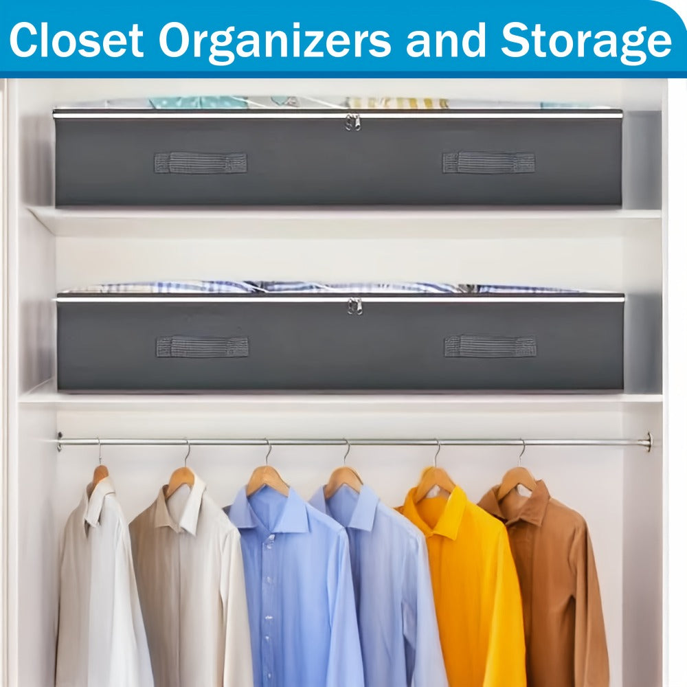 Storage Bag Set, 90L Under-Bed Organizers in 4- or 8-Pack Options with Clear Windows, Two-Way Zippers and Handles
