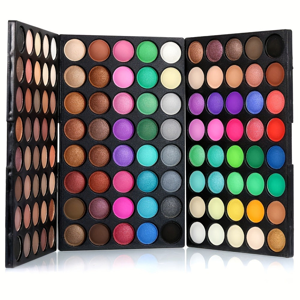 120 Shade Pro Eyeshadow Palette with 8 Brushes – Pearlescent & Matte Blendable Paste Formula for Smoky Eye, Cosplay, Stage & Holiday Glam, All-in-One Eye Makeup Gift for Women