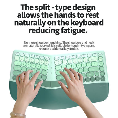 Ergonomic Wireless Keyboard and Mouse Combo with Wrist Support Anti-RSI Silent Keys 2.4GHz Plug-and-Play Gray Gradient Design for Office Home Remote Work Typing Comfort (KLZO)