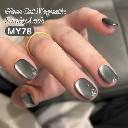 10ml BORN PRETTY MY78 Cat Eye Gel Polish in Smoky Ash Gray with Magnetic Tool and UV/LED Curing Label