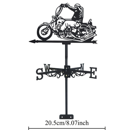 Weathervane | Metal Motorcycle Garden Yard Roof Wind Direction Decor