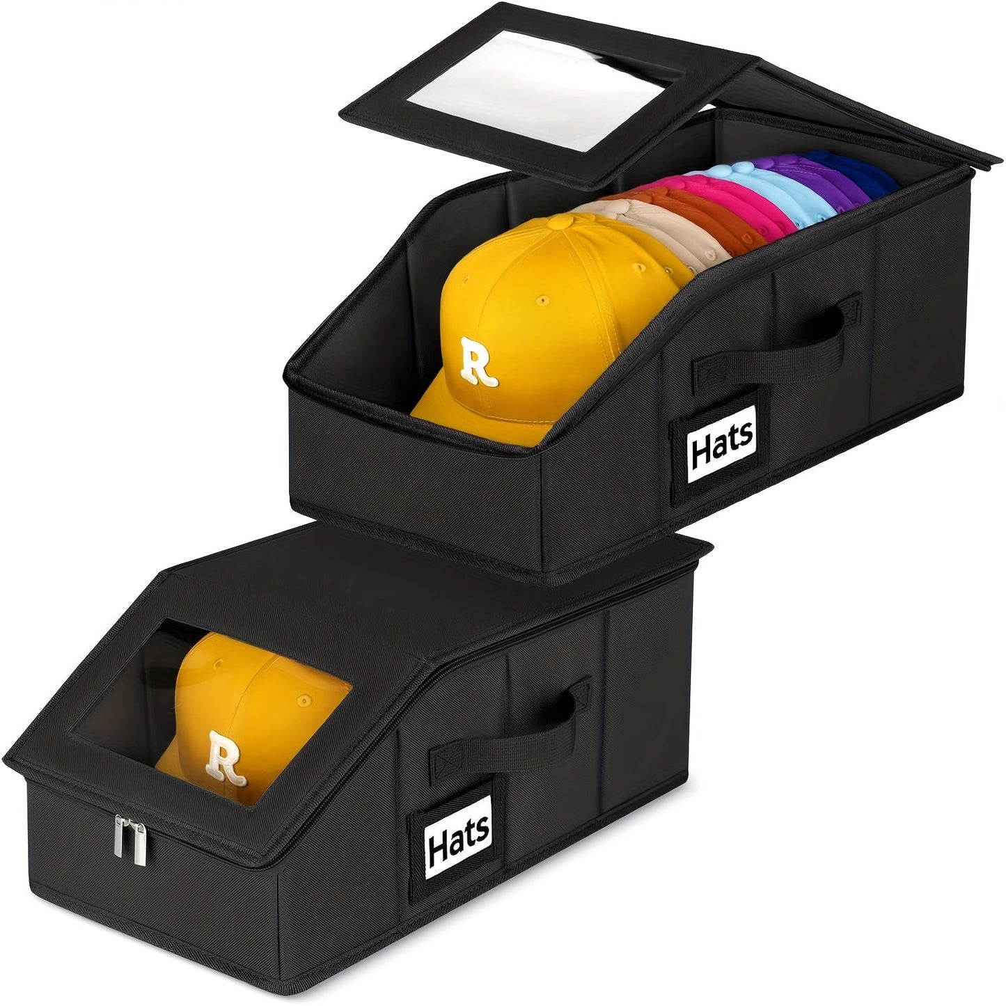 Hat Storage Box for Baseball Caps – Stackable Cap Organizer for Closet, Holds Up to 30 Caps, Freestanding Hat Boxes for Women & Men | 1pc & 2pcs Pack in Gray, Black & Pink