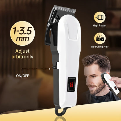 Hair Clippers & Trimmers White Grooming Set with LCD Screens, USB-C Charging and One, Two or Three Pieces