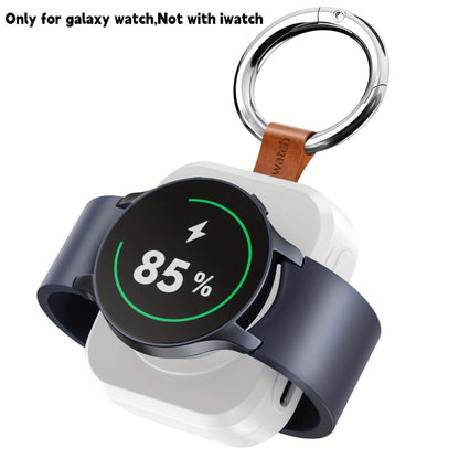 Samsung Galaxy Watch Charger Portable 1200mAh Wireless Fast Charging Power Bank Keychain Compatible Galaxy Watch 8 Ultra 7 6 Classic 5 Pro 4 3 Active 2 – Compact Travel Charger Black White