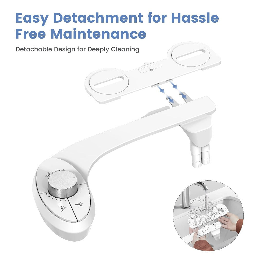 Ultra-Slim Non-Electric Bidet Attachment with Dual Retractable Nozzles and Seven Model Options
