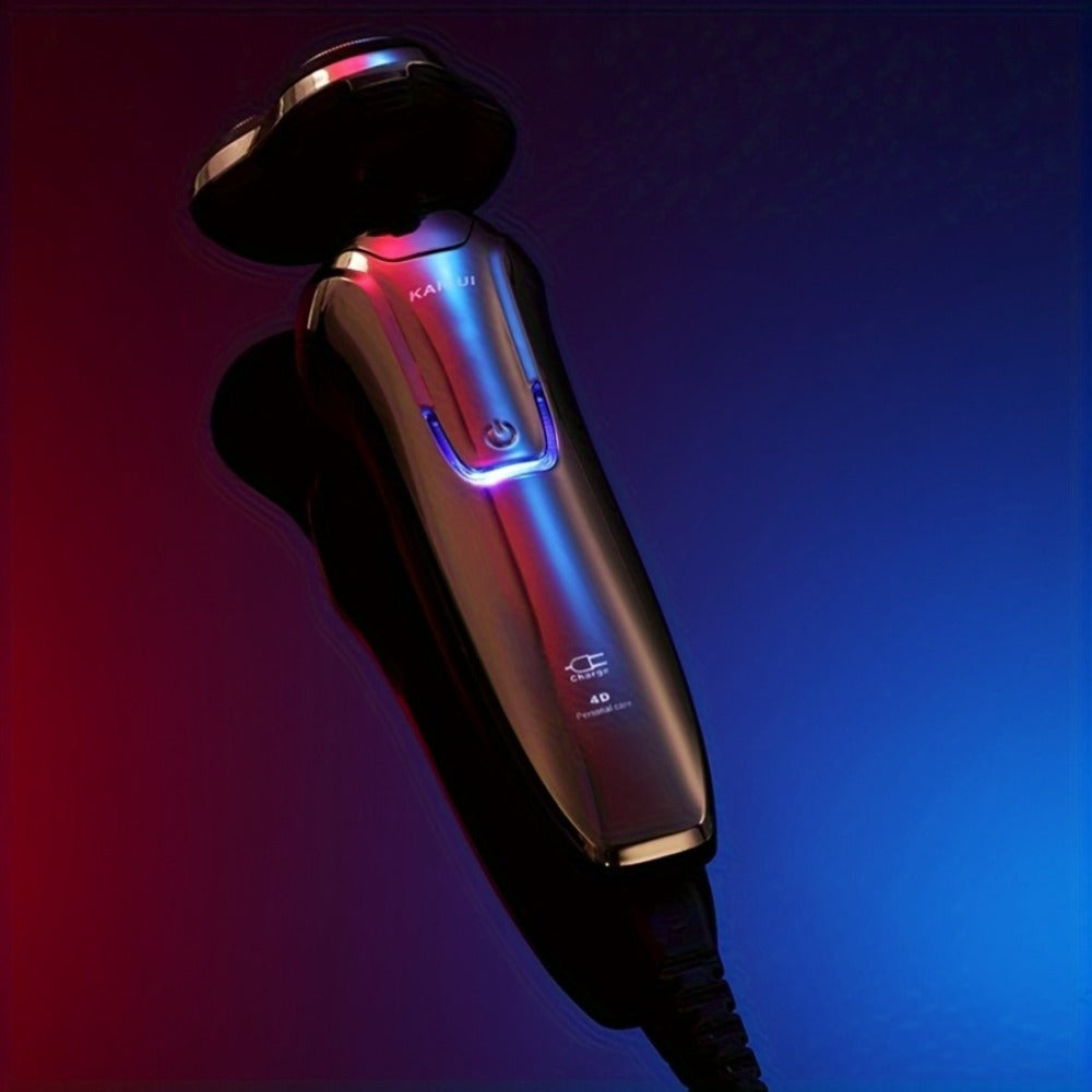 Electric Shaver 4D Floating Triple-Blade Razor with Wet/Dry Waterproof Use, LED Display and Type-C Charging