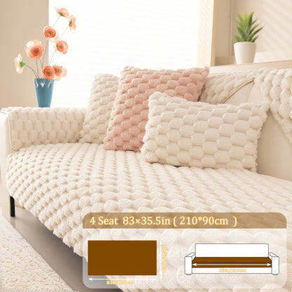 Sofa Cover 35.5-Inch Fuzzy Polyester Single-Piece Pad with Silicone Non-Slip Backing for 2 to 4 Seats