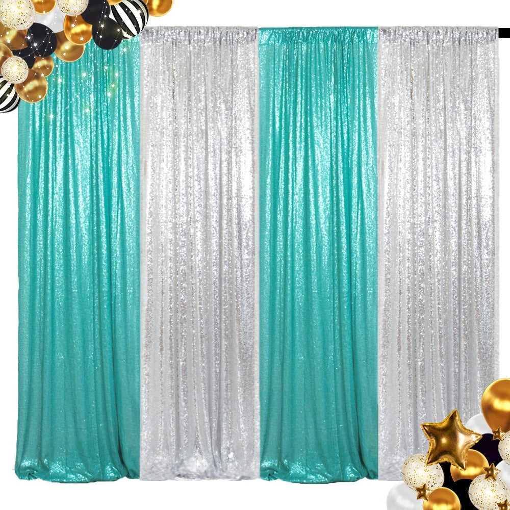 Sequin Backdrop Curtain 4 Panels 2FTx8FT – Shimmer Glitter Background for Wedding Party Photo Booth Decoration
